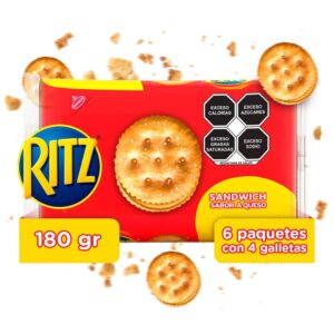 Galletas saladas Ritz con relleno sabor queso 180 gr x 6 paquetes